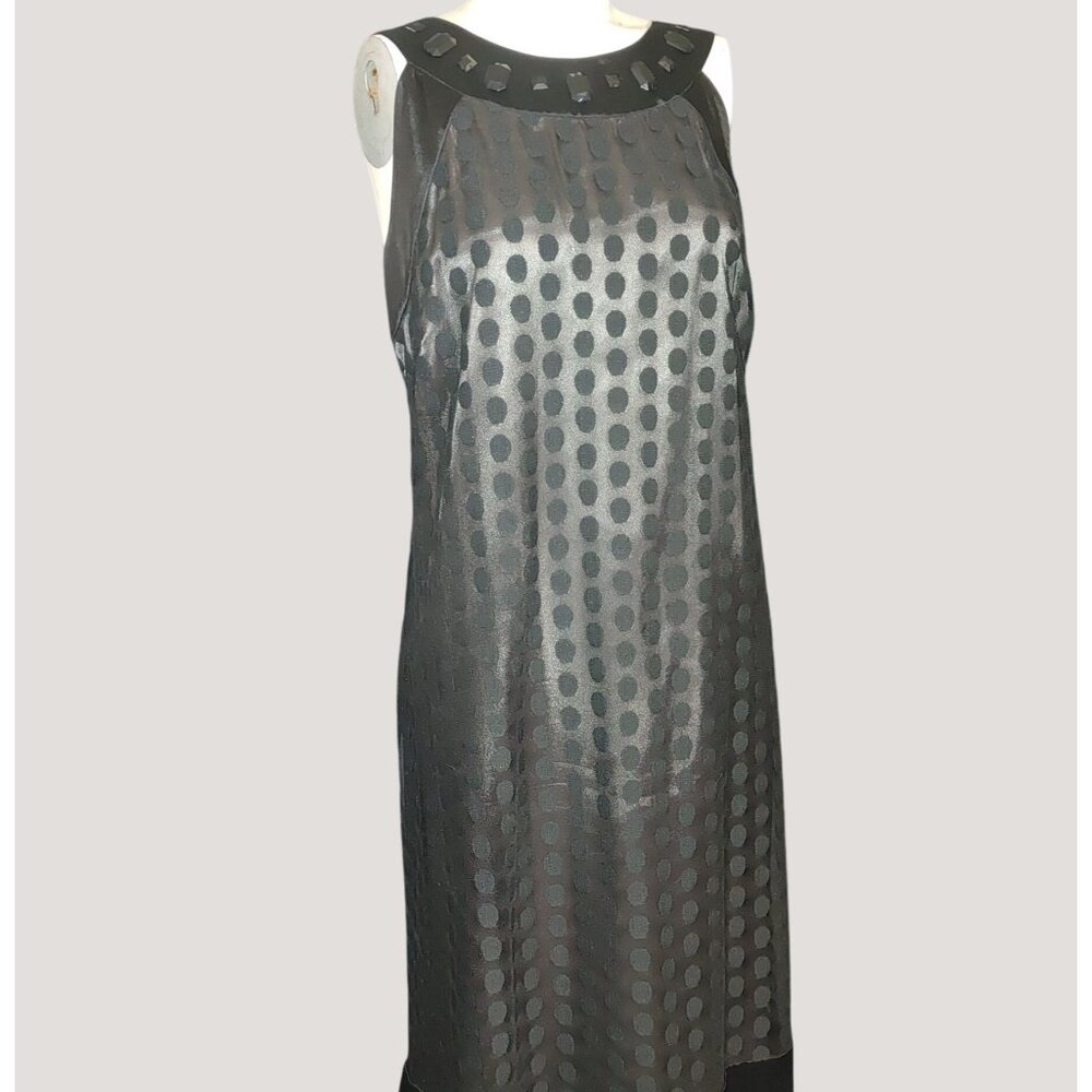 Robbie Bee Signature Black Polka Dot Dress Size 16 Sleeveless Polyester